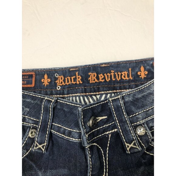 Rock Revival Noelle Skinny Womens 28x29 Blue Denim Jeans Distressed Stretch - Picture 8 of 9